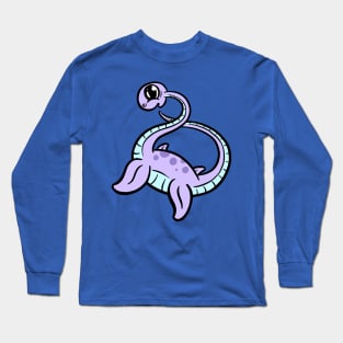 Cute plesiosaurus diplodocus dinosaur cartoon character Long Sleeve T-Shirt